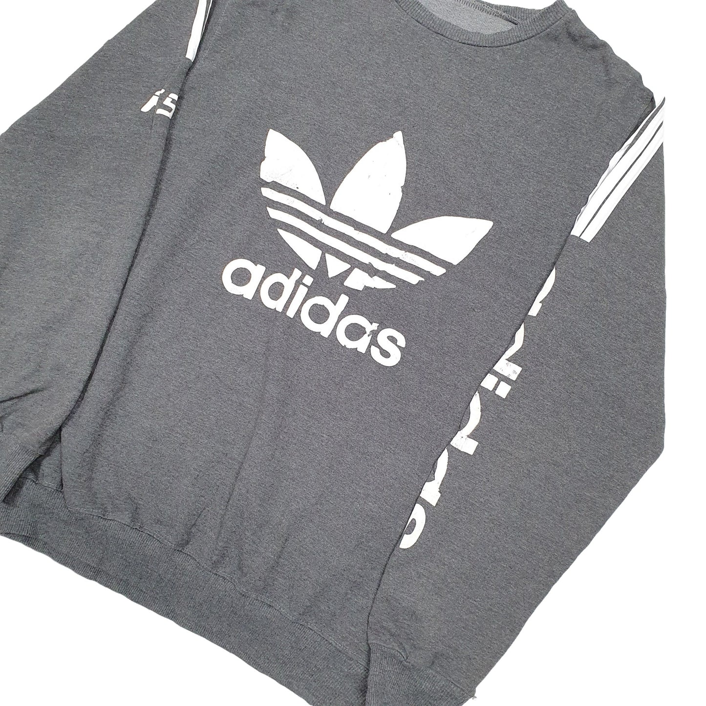 Mens Grey Adidas Spellout Crewneck Jumper