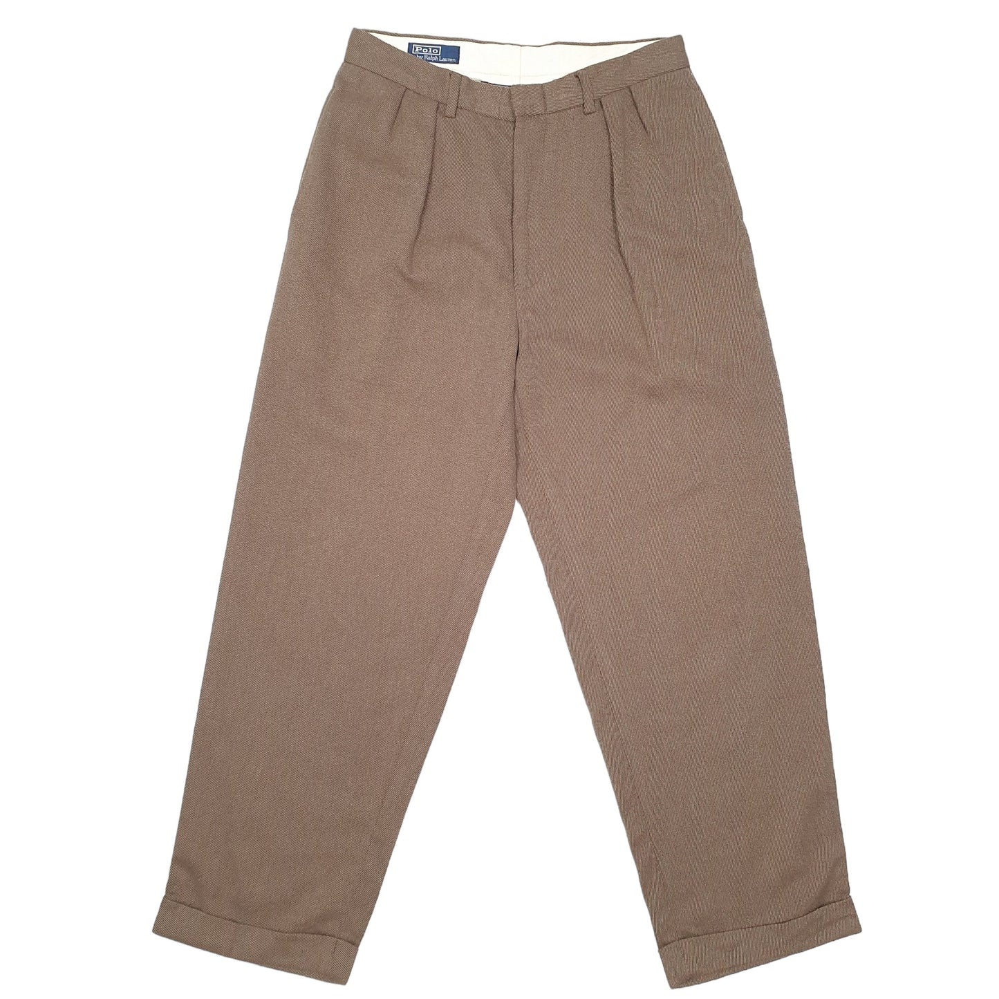 Mens Brown Polo Ralph Lauren Tweed Double Pleated Chino Trousers