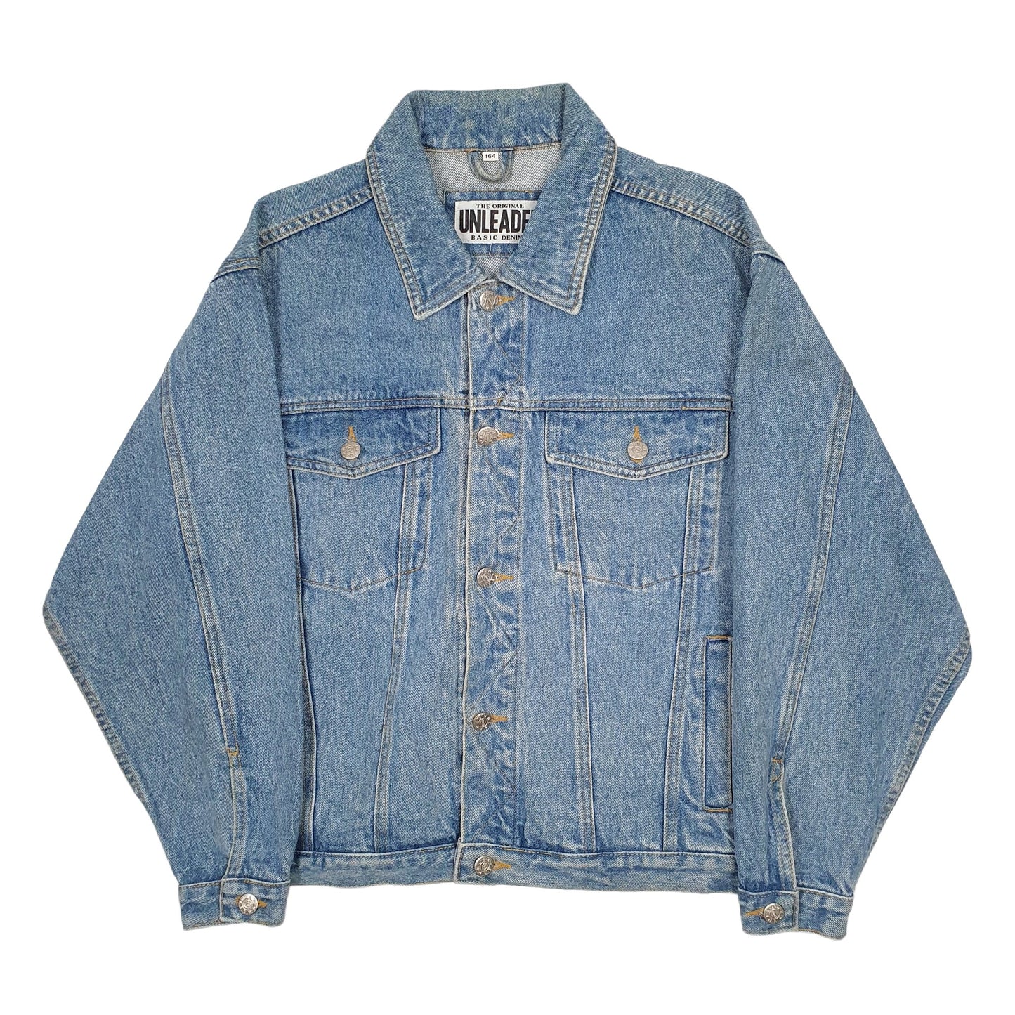 Womens Blue Unleaded Trucker Denim Jacket Coat