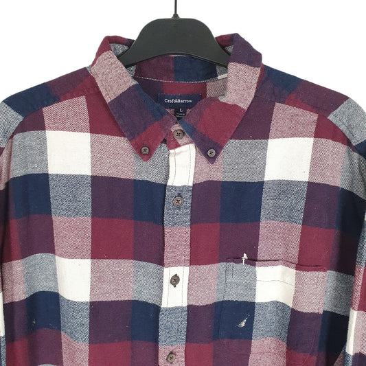 Croft & Barrow Flannel Shacket Overshirt Long Sleeve Regular Fit Check Shirt Burgundy