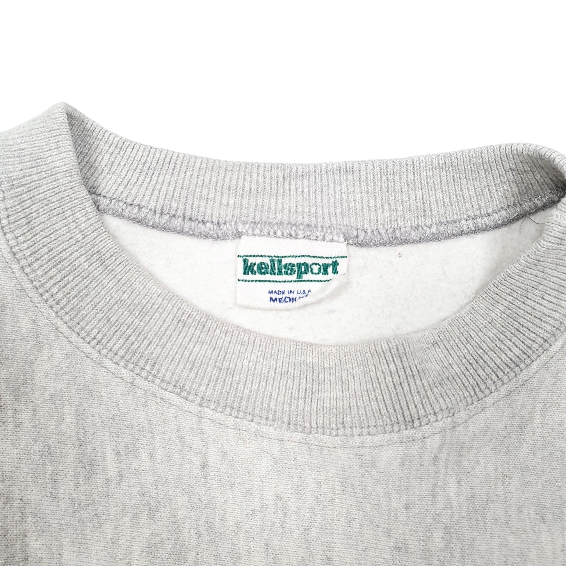 Mens Grey Kellsport Reverse Weave Made In USA Black Dog Vinyard Crewneck Jumper