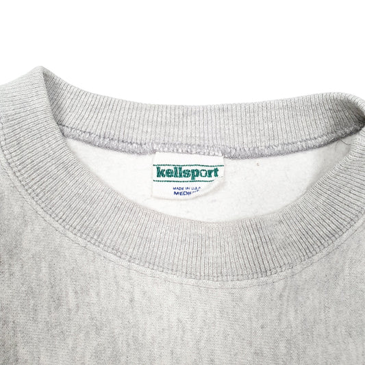 Mens Grey Kellsport Reverse Weave Made In USA Black Dog Vinyard Crewneck Jumper