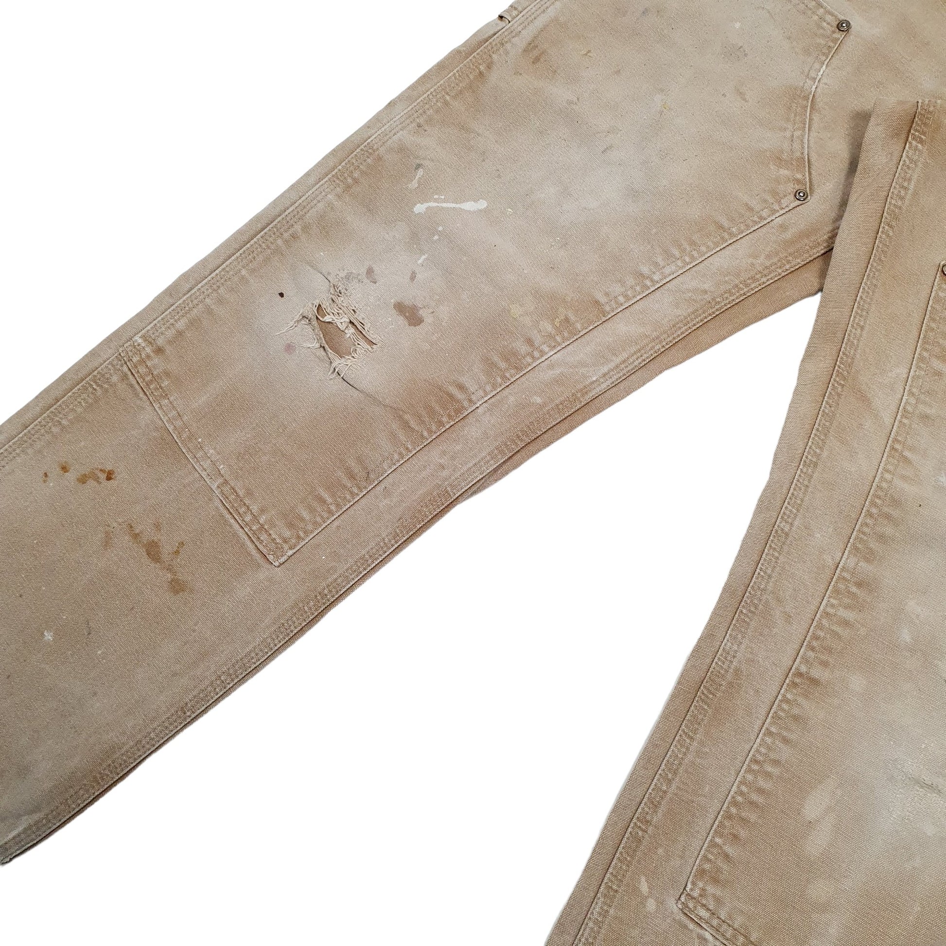 Mens Beige Carhartt Double Knee Made In USA Carpenter Trousers