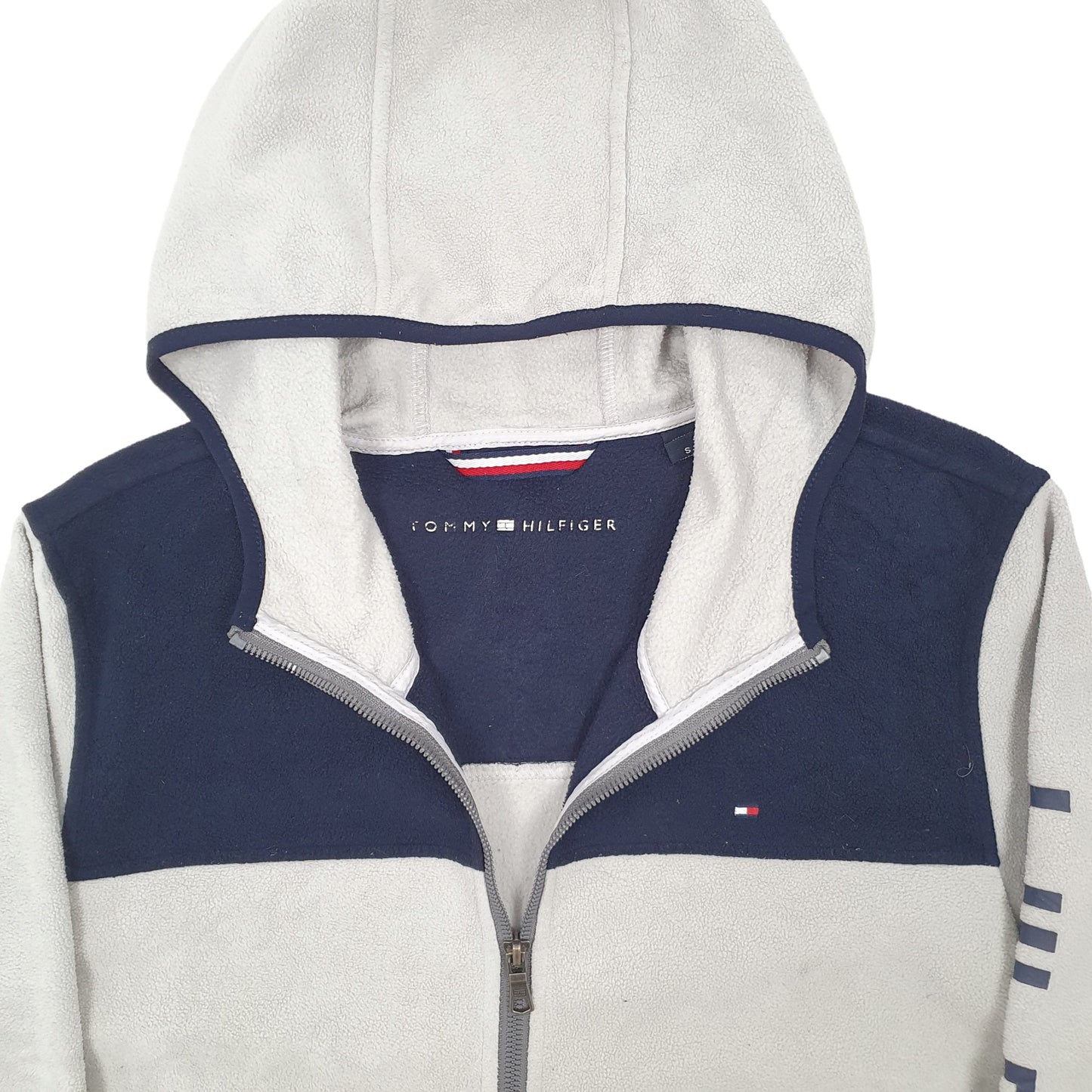 Mens Grey Tommy Hilfiger Spellout Hoodie Full Zip Jumper