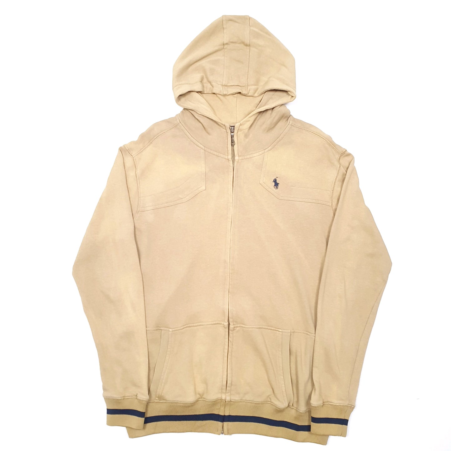 Mens Beige Polo Ralph Lauren Hoodie Custom Fit Full Zip Jumper