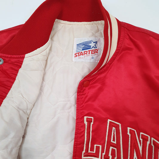 Mens Red Starter Vintage 1980s Satin Maryland USA College Made in USA Varsity  Coat