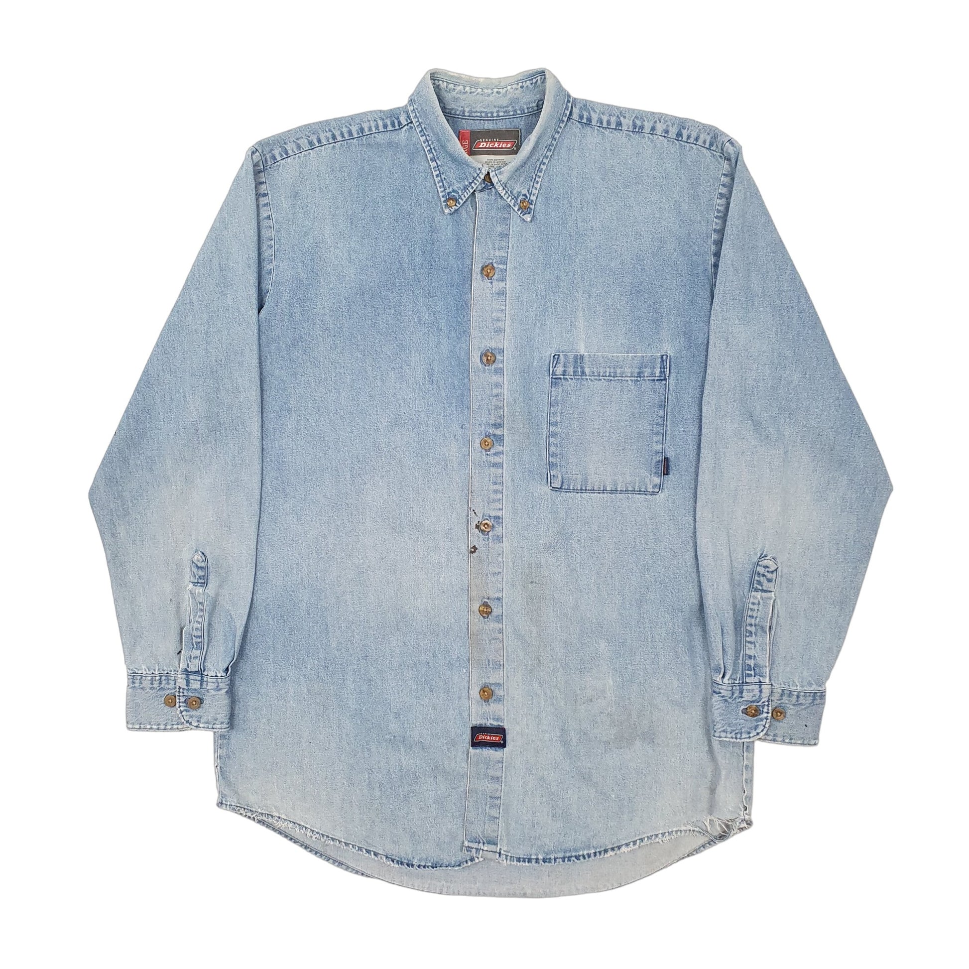 Mens Blue Dickies Denim Workwear Shacket Long Sleeve Shirt