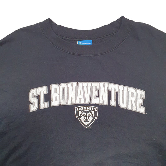 Mens Black Champion St Bonaventure USA College Bonnies Crewneck Jumper