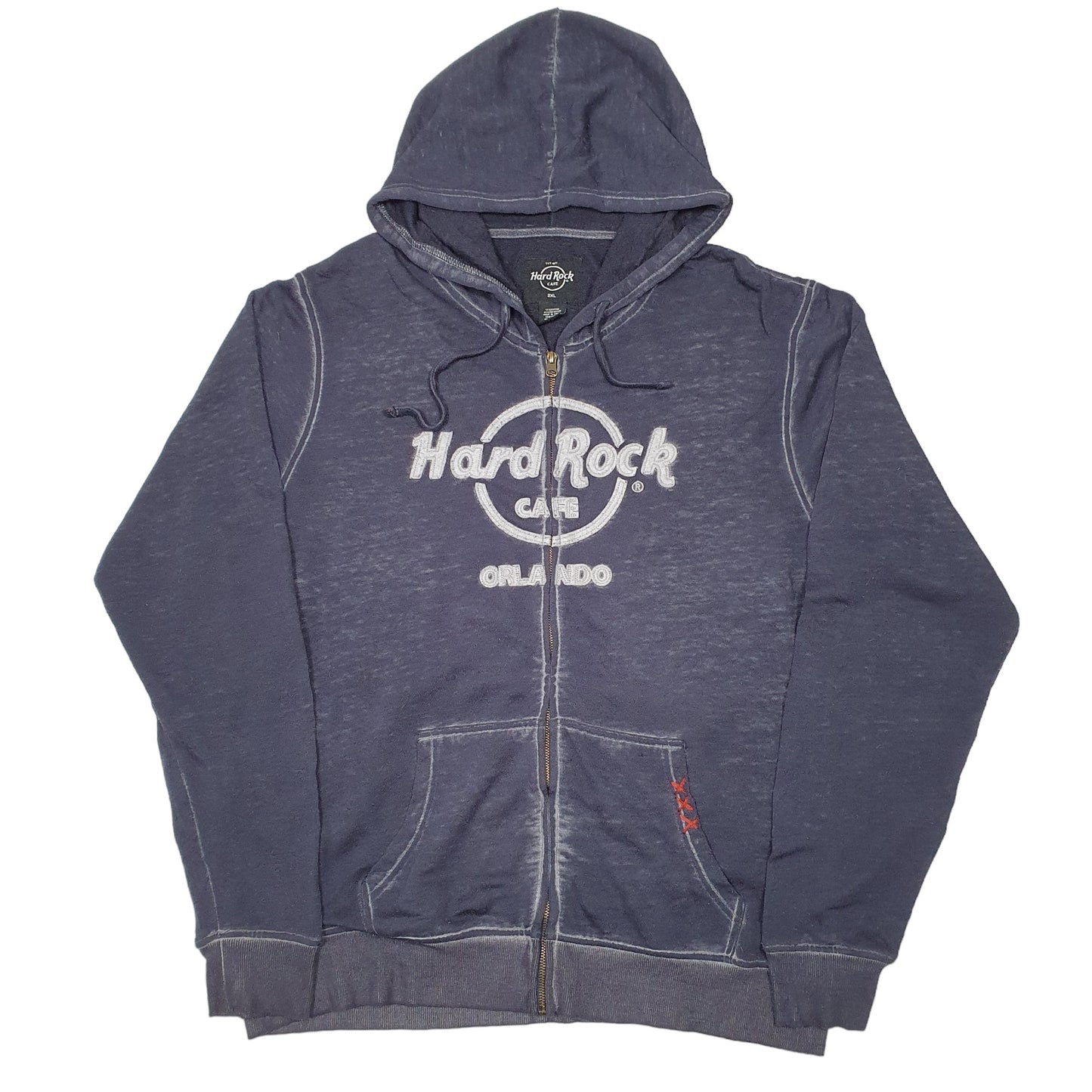 Mens Navy Hard Rock Cafe Hoodie Orlando Full Zip Jumper