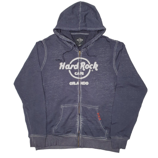 Mens Navy Hard Rock Cafe Hoodie Orlando Full Zip Jumper