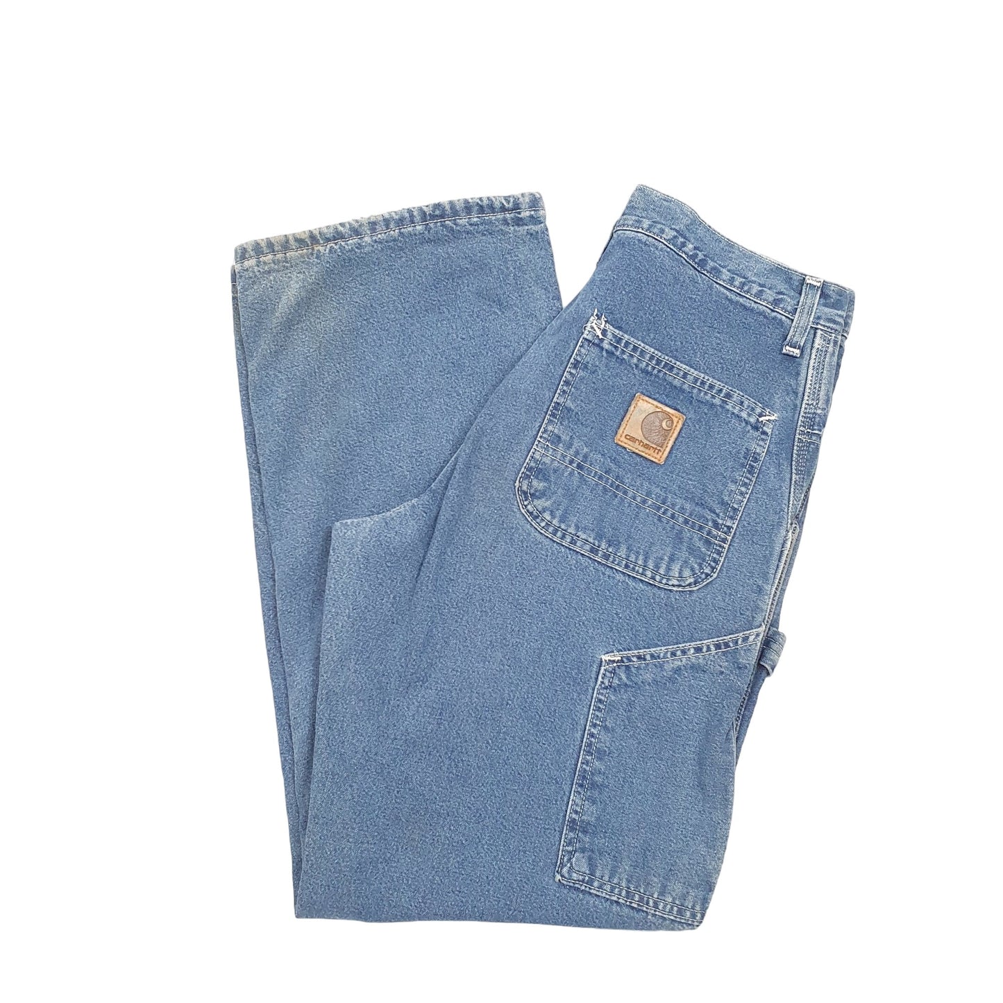 Mens Blue Carhartt Vintage lined Made In USA Thermal Carpenter JeansW30 L30