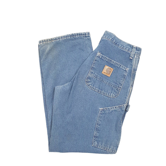 Mens Blue Carhartt Vintage lined Made In USA Thermal Carpenter JeansW30 L30
