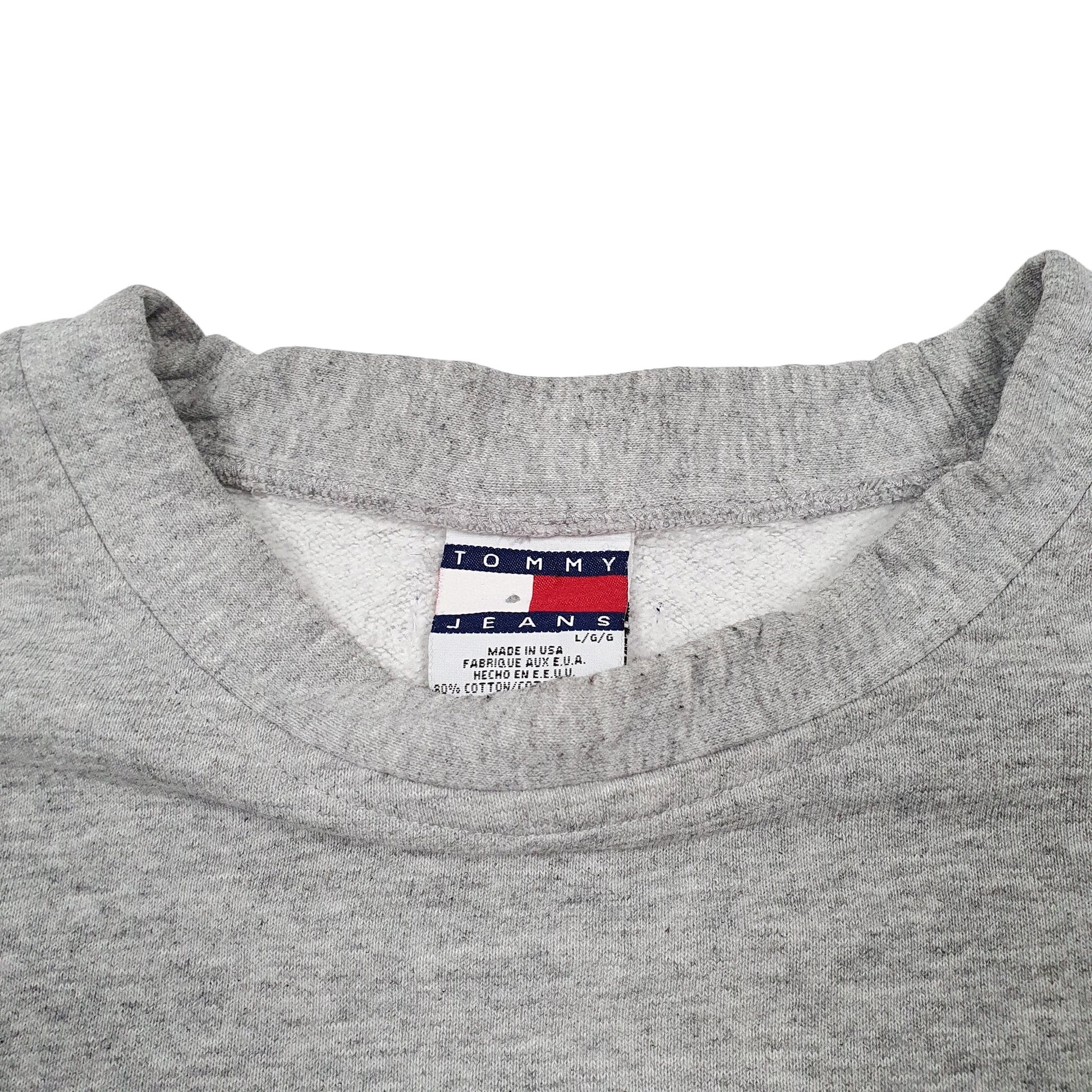 Mens Grey Tommy Hilfiger Jeans Made In USA Crewneck Jumper