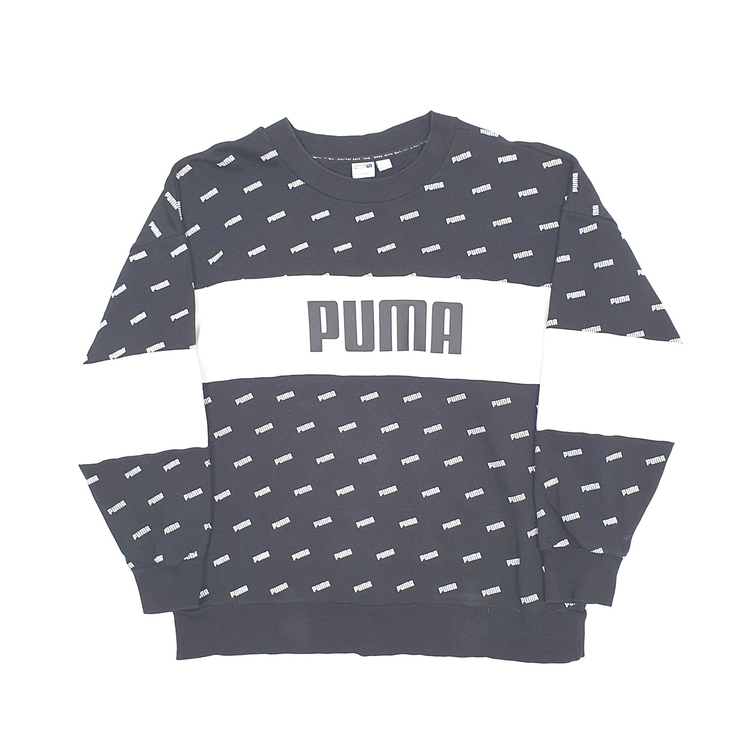Mens Black Puma  Crewneck Jumper