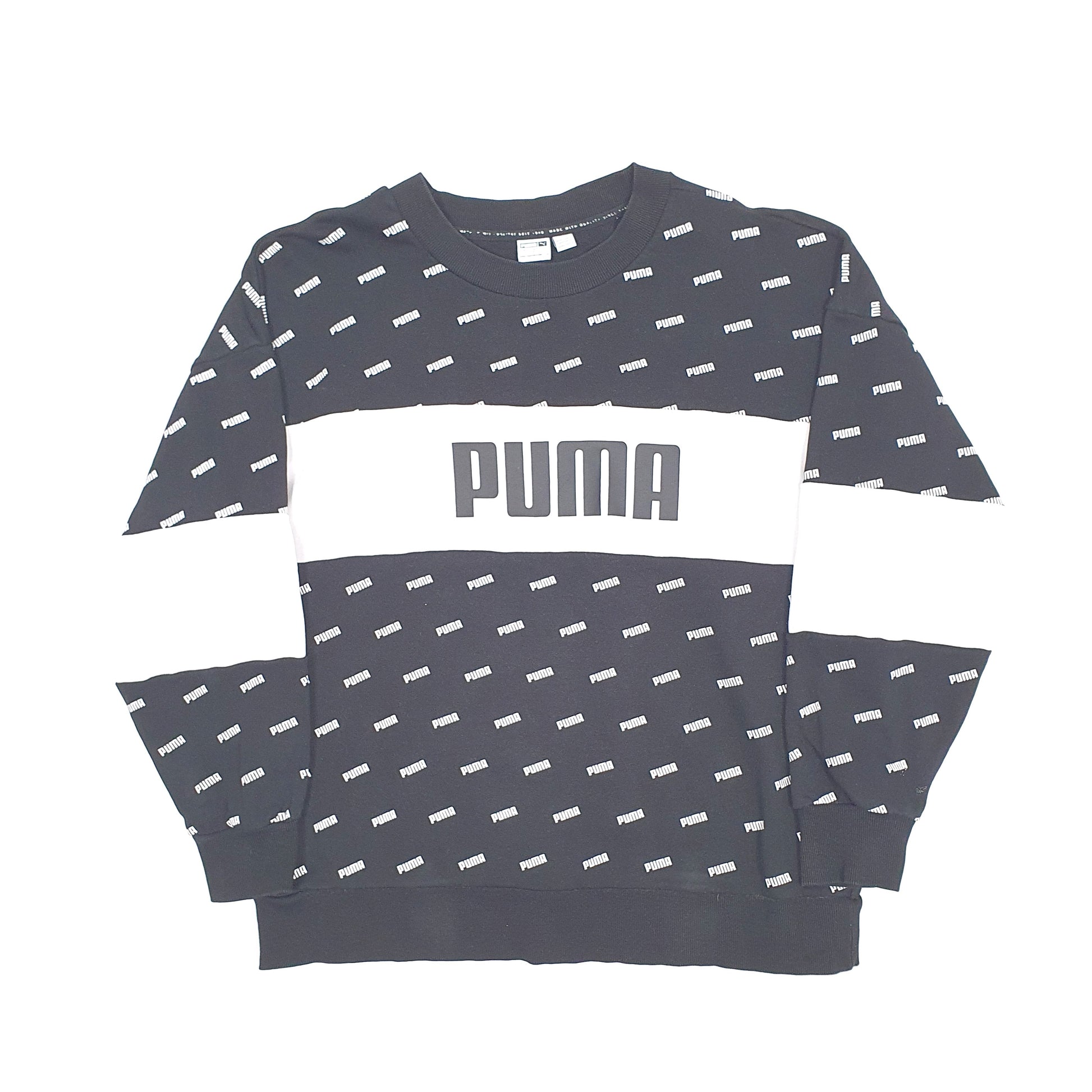 Mens Black Puma  Crewneck Jumper