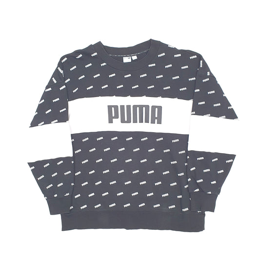 Mens Black Puma  Crewneck Jumper