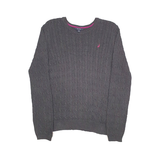 Nautica Cable Knit Crewneck S Grey