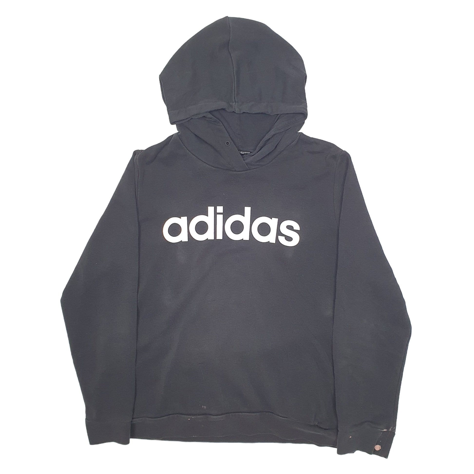 Womens Black Adidas Spellout Hoodie Jumper