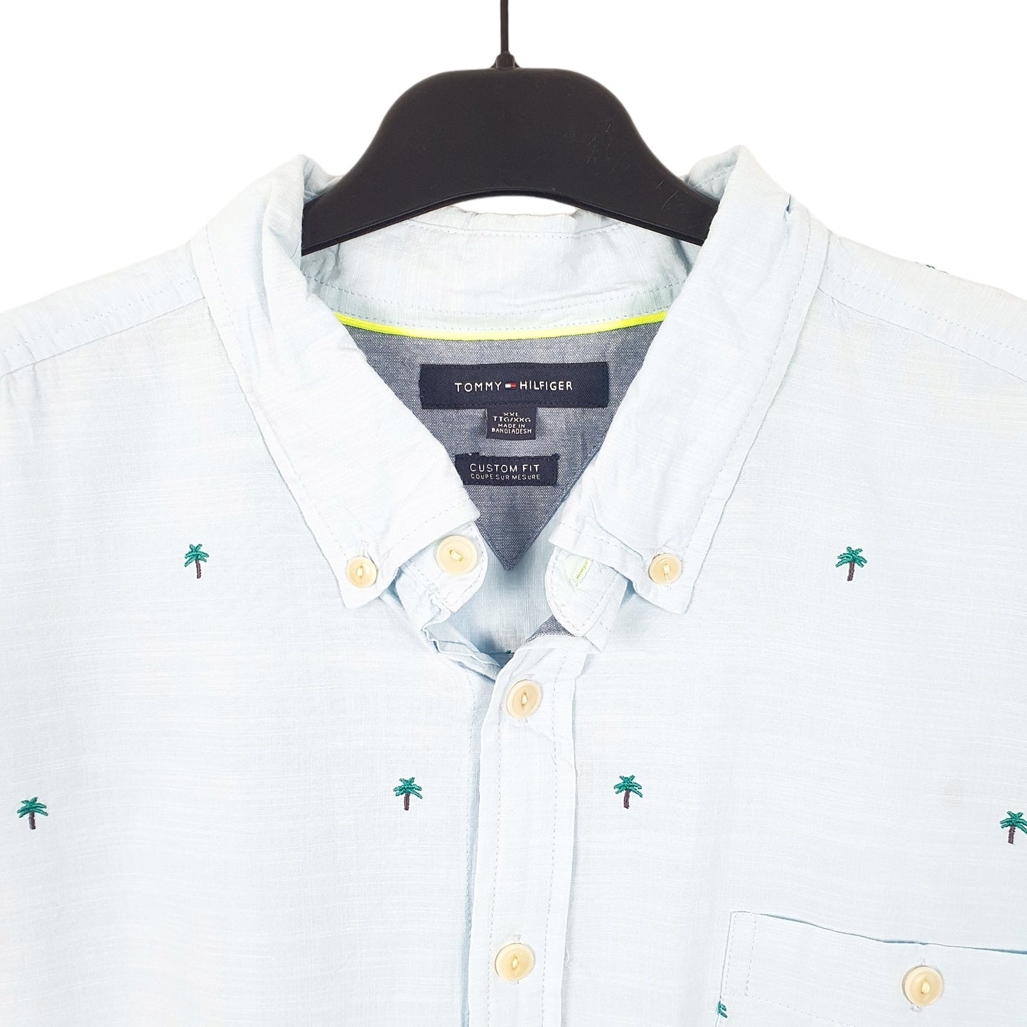 Tommy Hilfiger Palm Trees Long Sleeve Custom Fit Shirt Blue