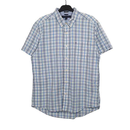 Tommy Hilfiger Short Sleeve Custom Fit Check Shirt Blue