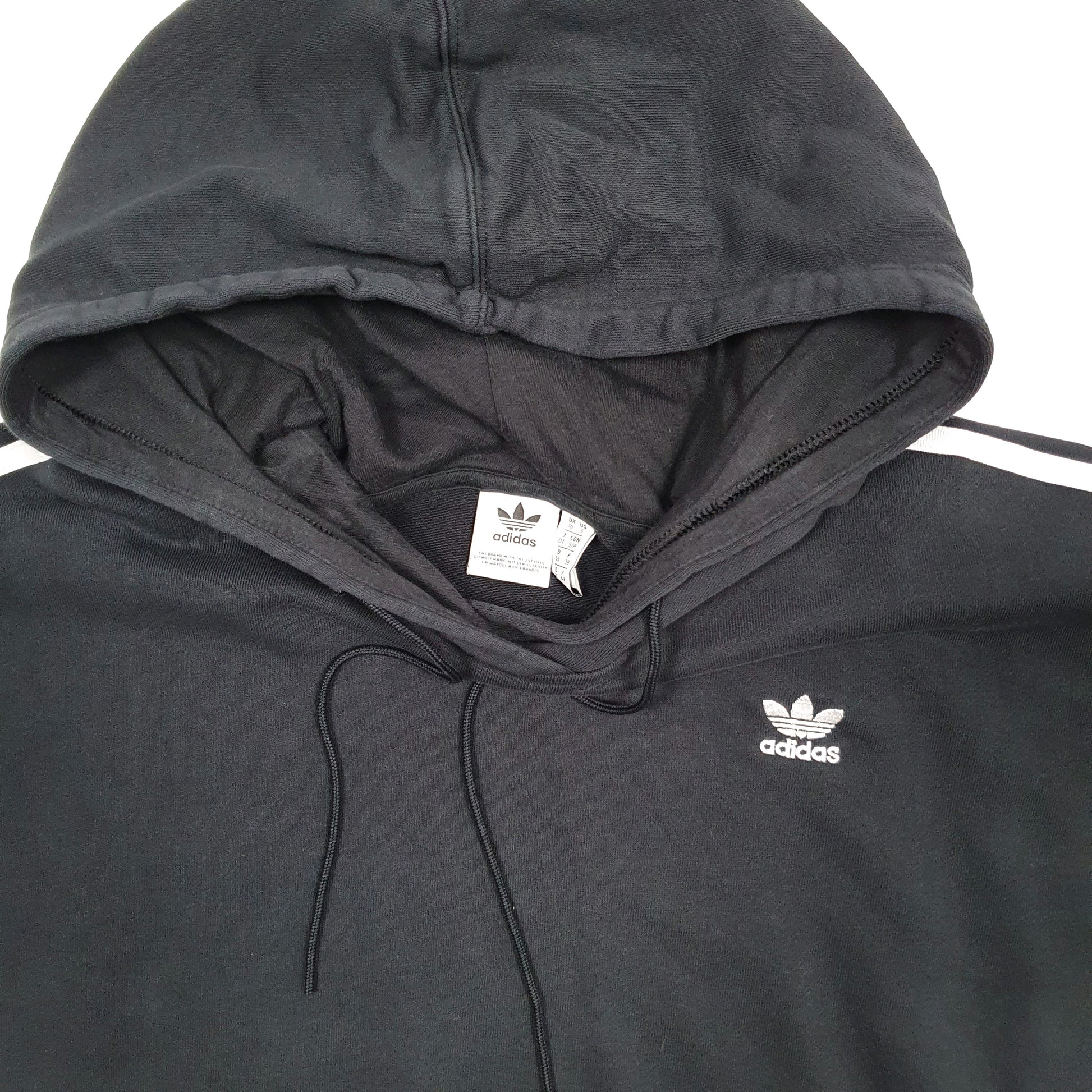 Womens Black Adidas Crop Top Hoodie Jumper