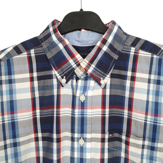 Tommy Hilfiger Short Sleeve Regular Fit Check Shirt Blue