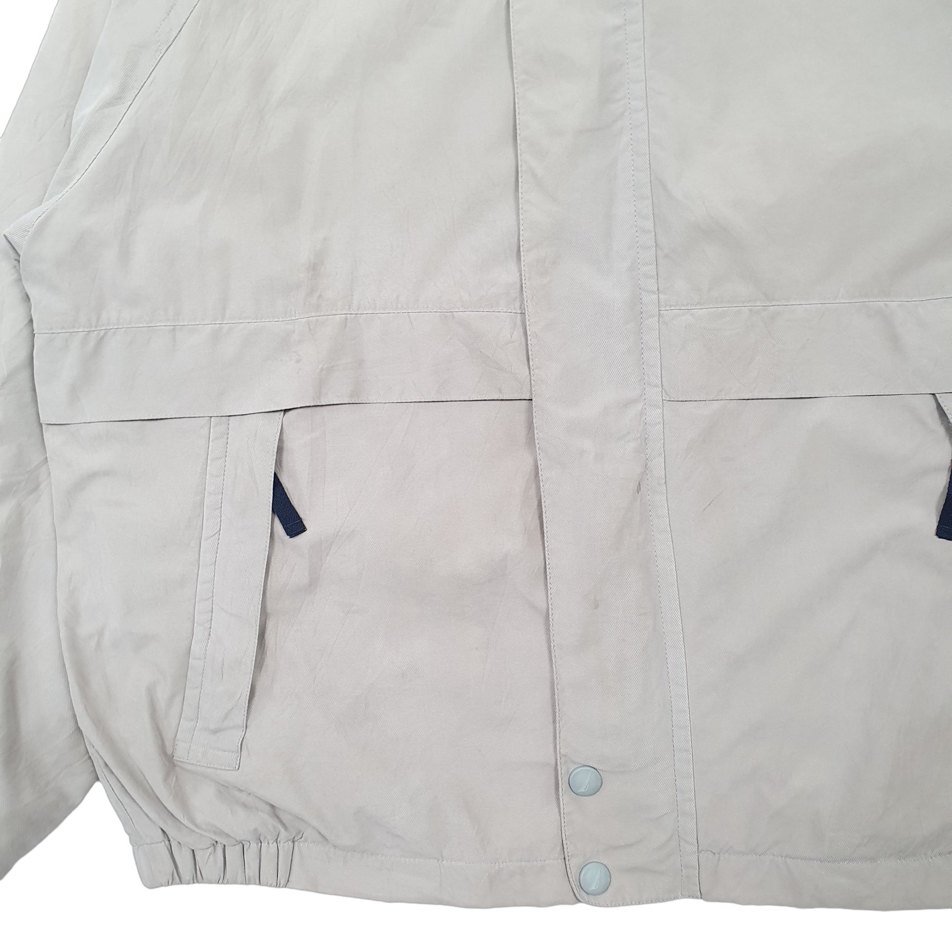 Mens Beige Nautica Fleece Lined Windbreaker Bomber Jacket Coat
