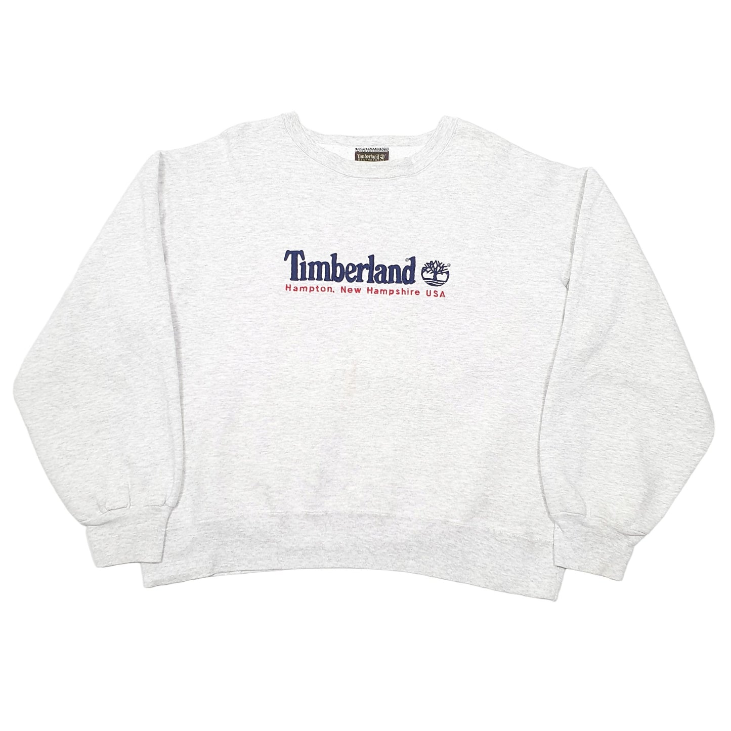 Mens Grey Timberland Spellout Weather Gear Made In USA Crewneck Jumper