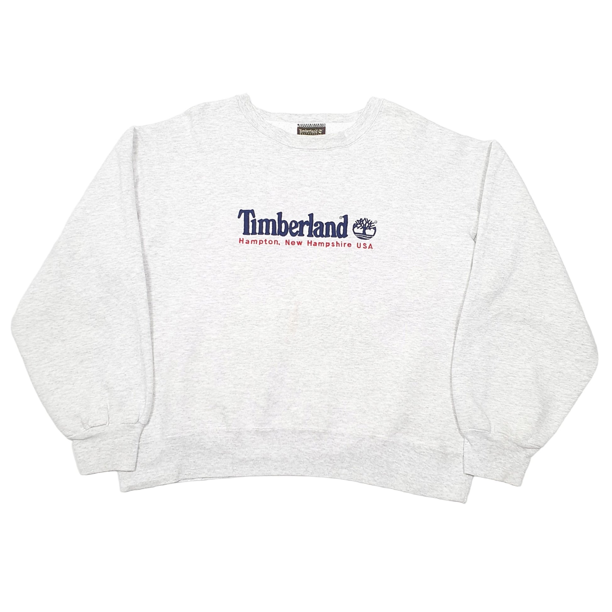 Mens Grey Timberland Spellout Weather Gear Made In USA Crewneck Jumper