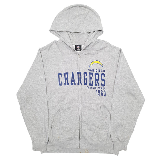 Mens Grey NFL Sab Diego Chargers Football Full Zip Jumper