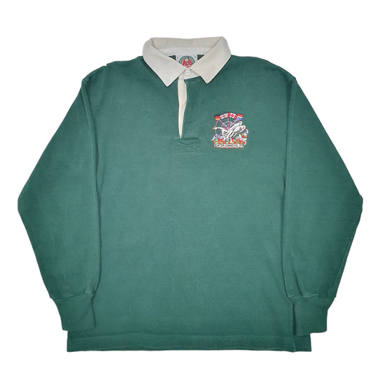 Mens Green Barbarian Shirt Winter Carnival 97 Vintage Rugby Jumper