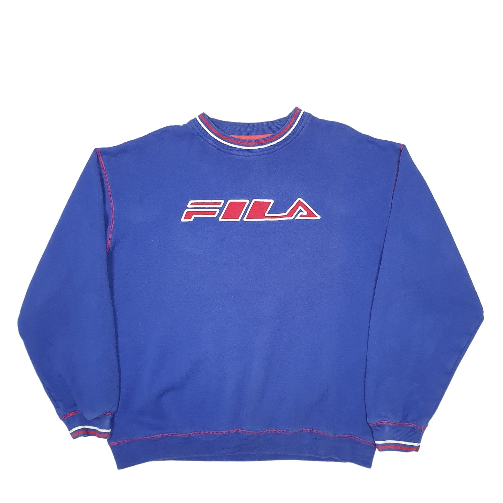 Mens Blue Fila Spellout Crewneck Jumper
