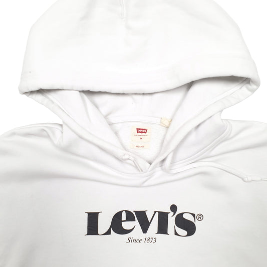 Mens White Levis Spellout Hoodie Jumper