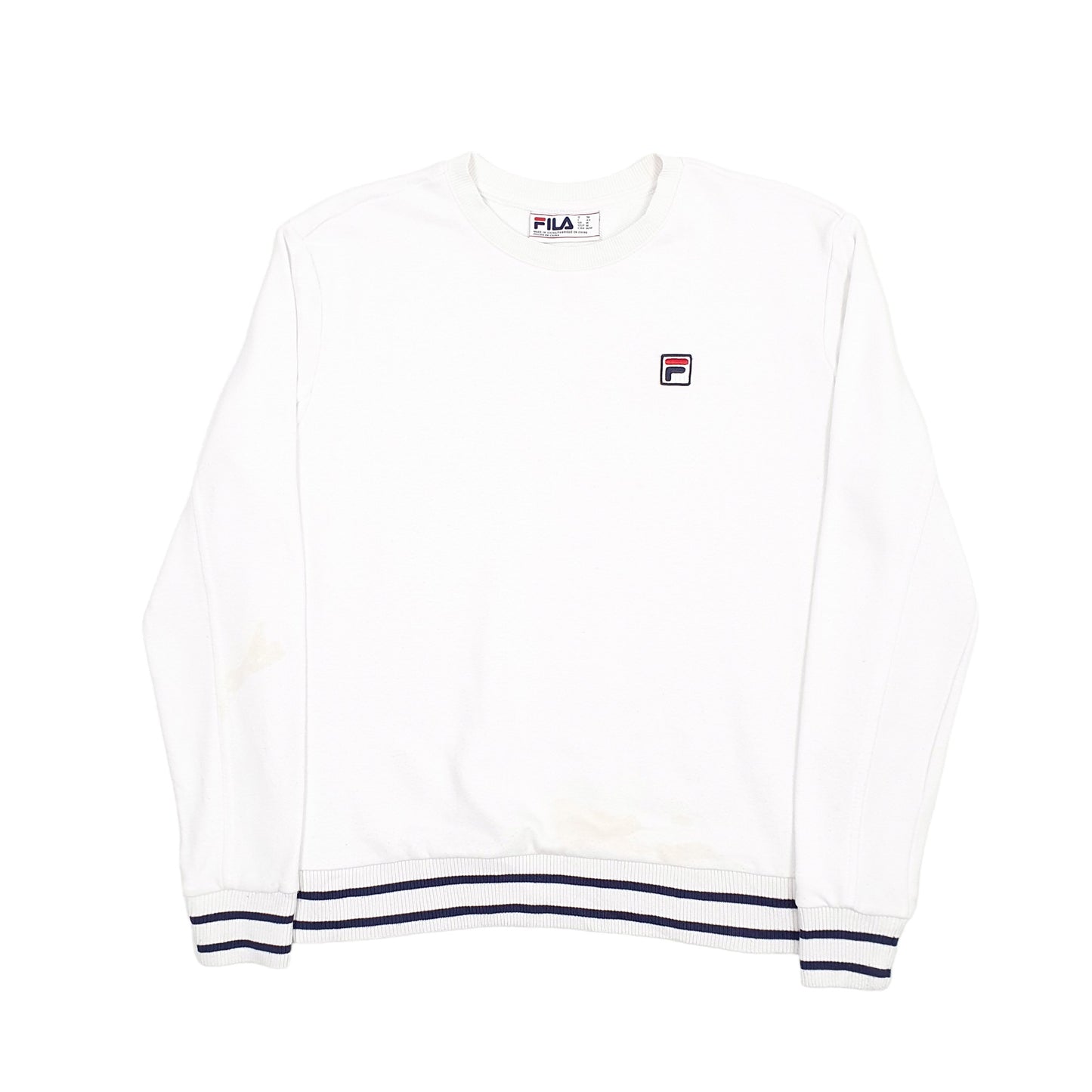 Mens White Fila  Crewneck Jumper