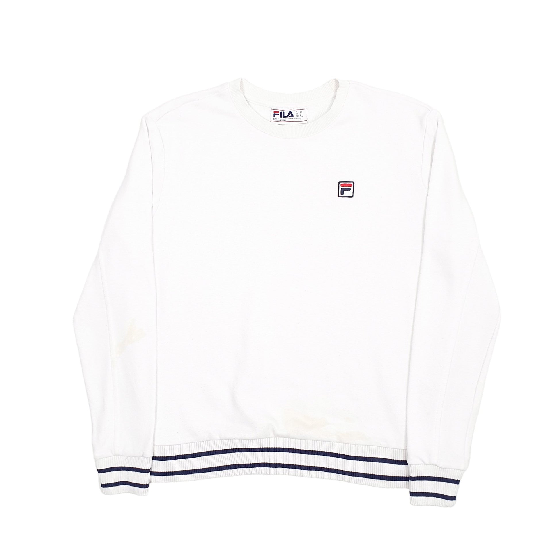 Mens White Fila  Crewneck Jumper