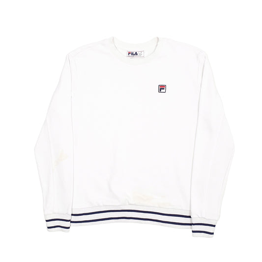 Mens White Fila  Crewneck Jumper
