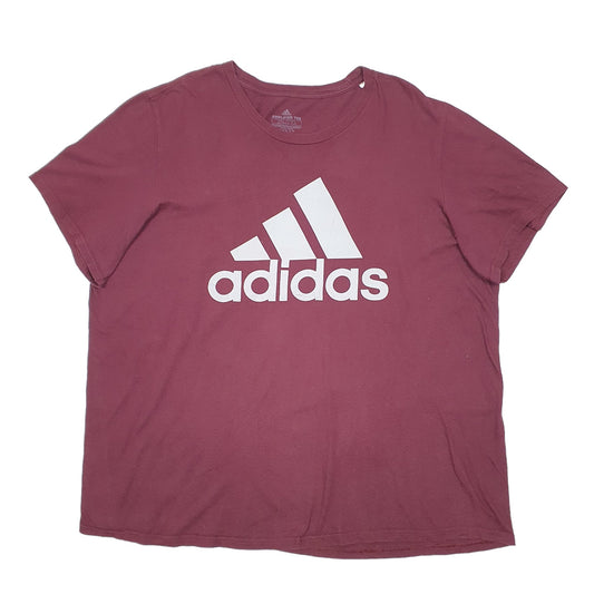 Adidas Short Sleeve T Shirt Burgundy