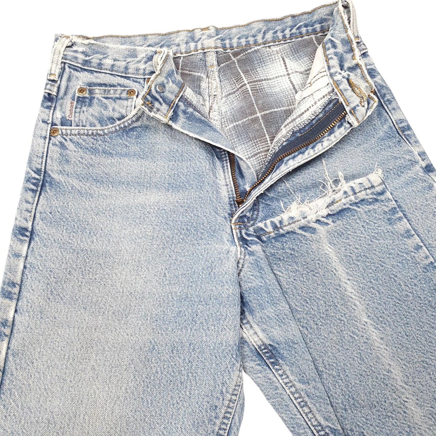 Mens Blue Carhartt Tapered Thermal Lined Winter Casual JeansW29 L31