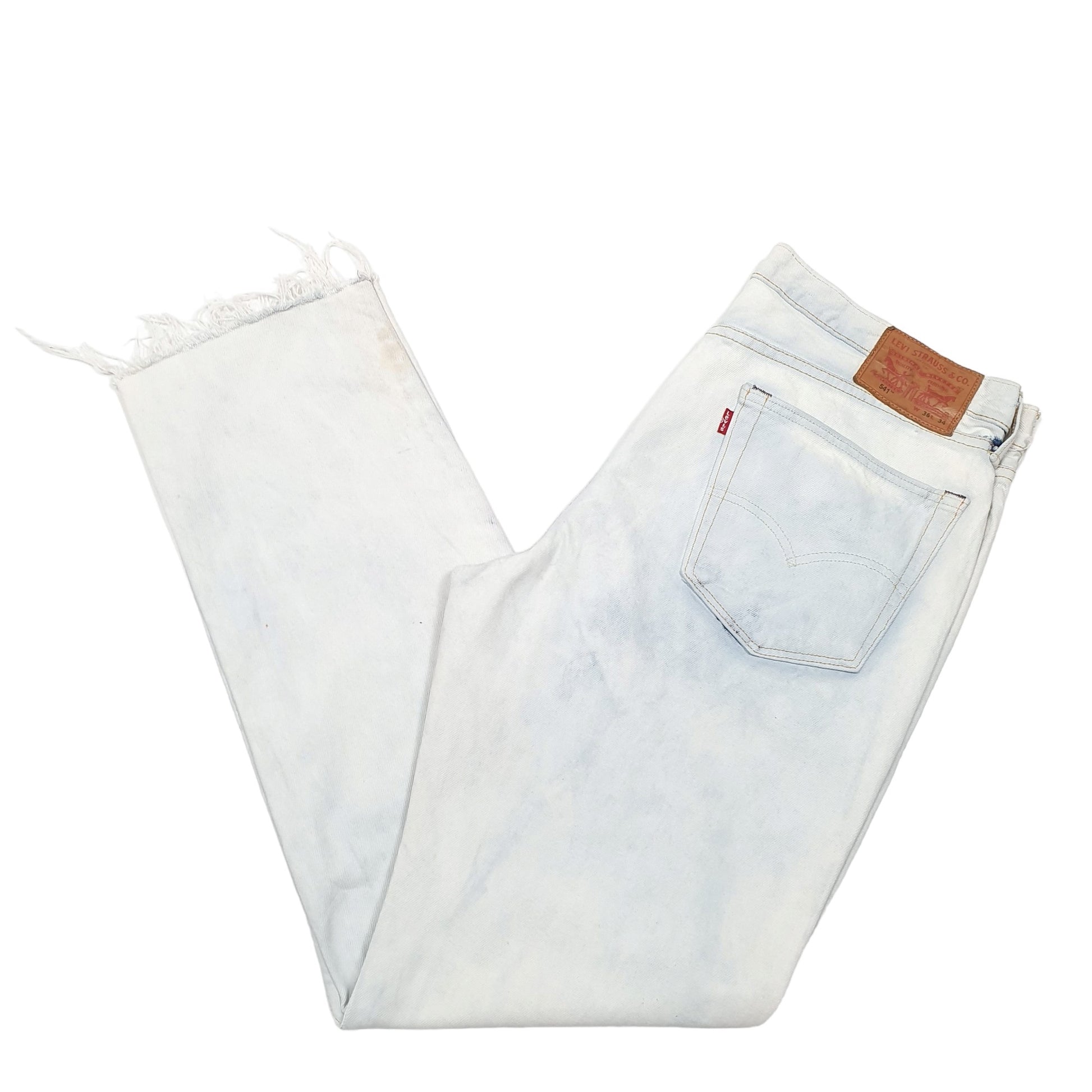 Mens Blue Levis Acid Wash Bleached Cut Offs 541 JeansW36 L34