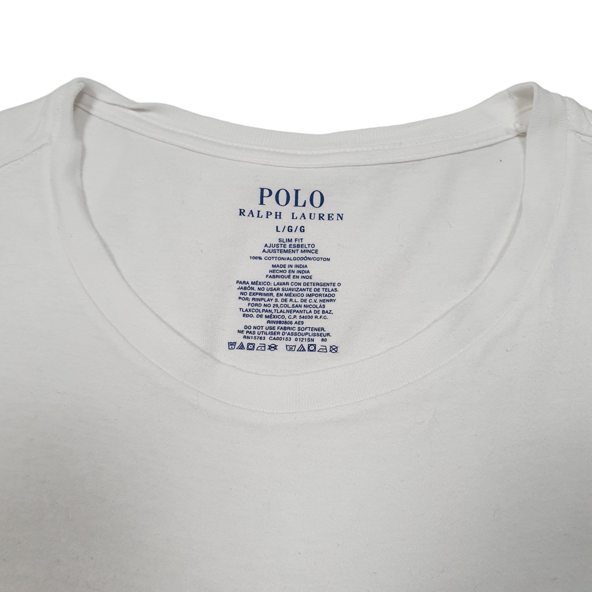Mens White Ralph Lauren Slim Fit Polo Short Sleeve T Shirt