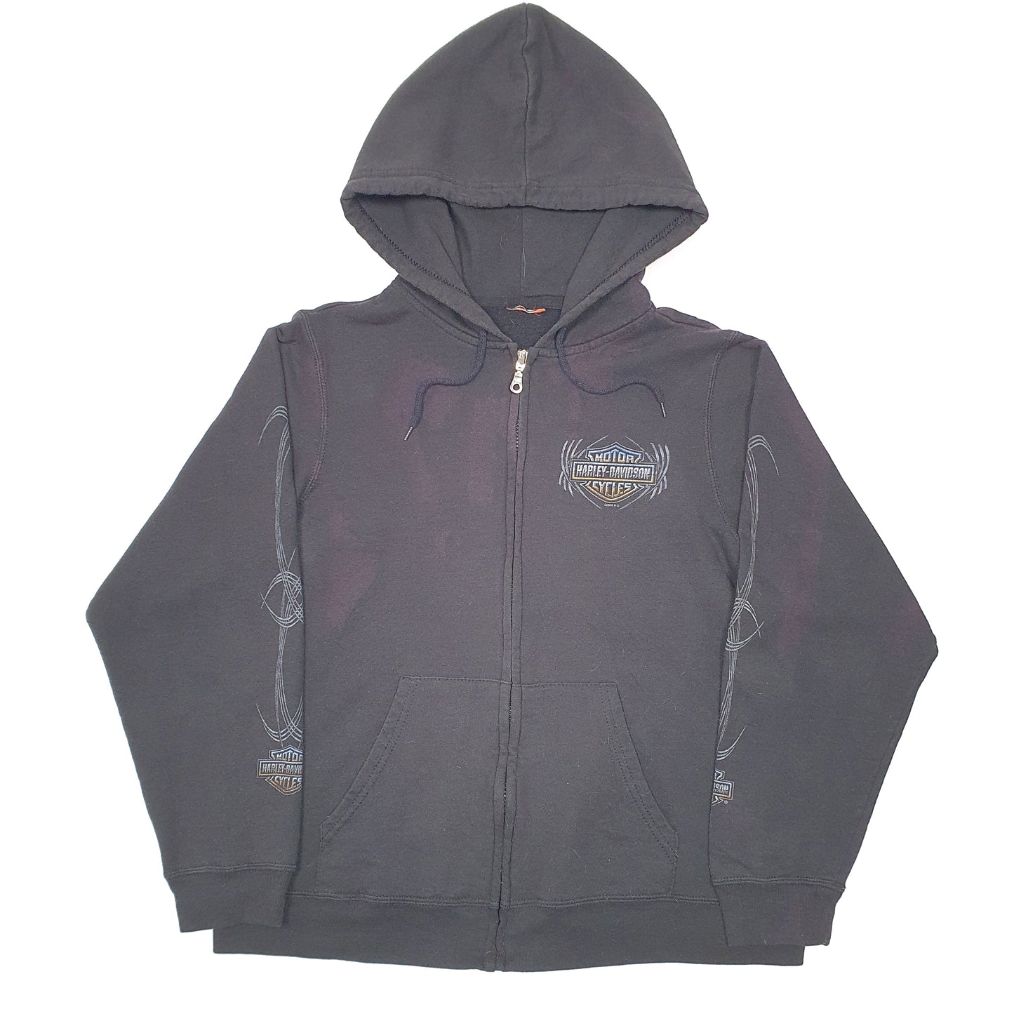 Mens Black Harley Davidson Motorcycles Biker Hoodie California Full Zip Jumper