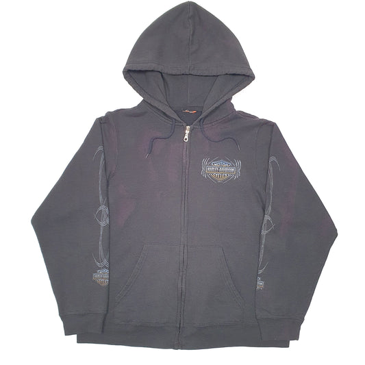 Mens Black Harley Davidson Motorcycles Biker Hoodie California Full Zip Jumper