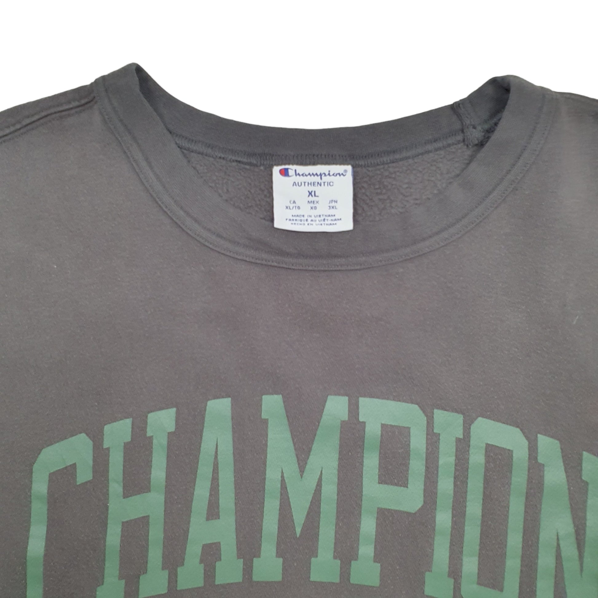 Mens Black Champion Spellout Crewneck Jumper