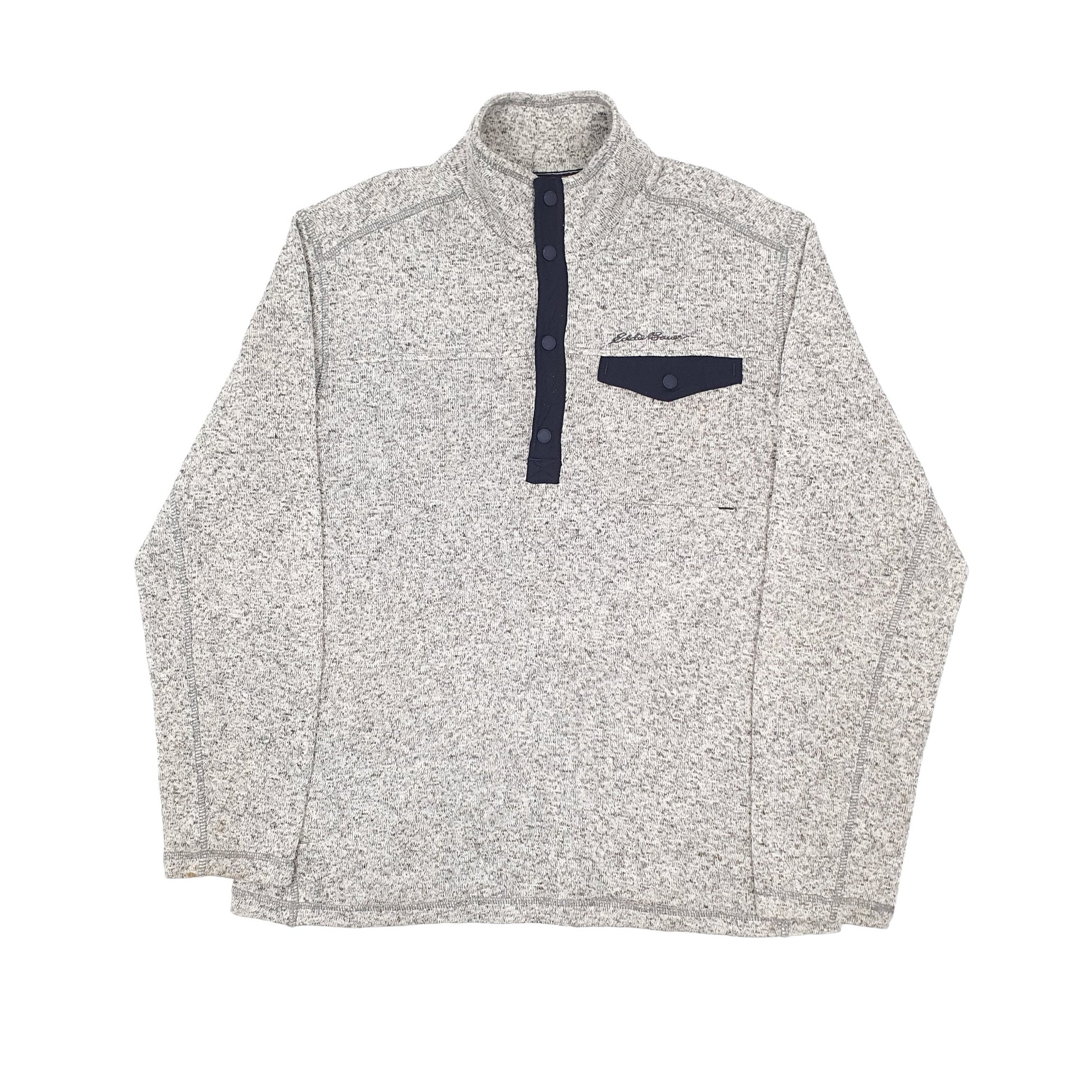 Eddie Bauer Popper Quarter Zip Fleece L Grey