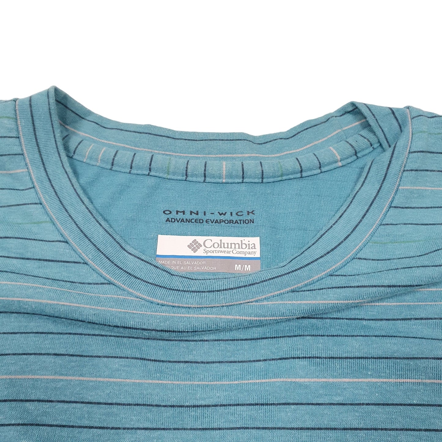Mens Turquoise Columbia Sportswear Omni Wick Striped Blend Short Sleeve T Shirt