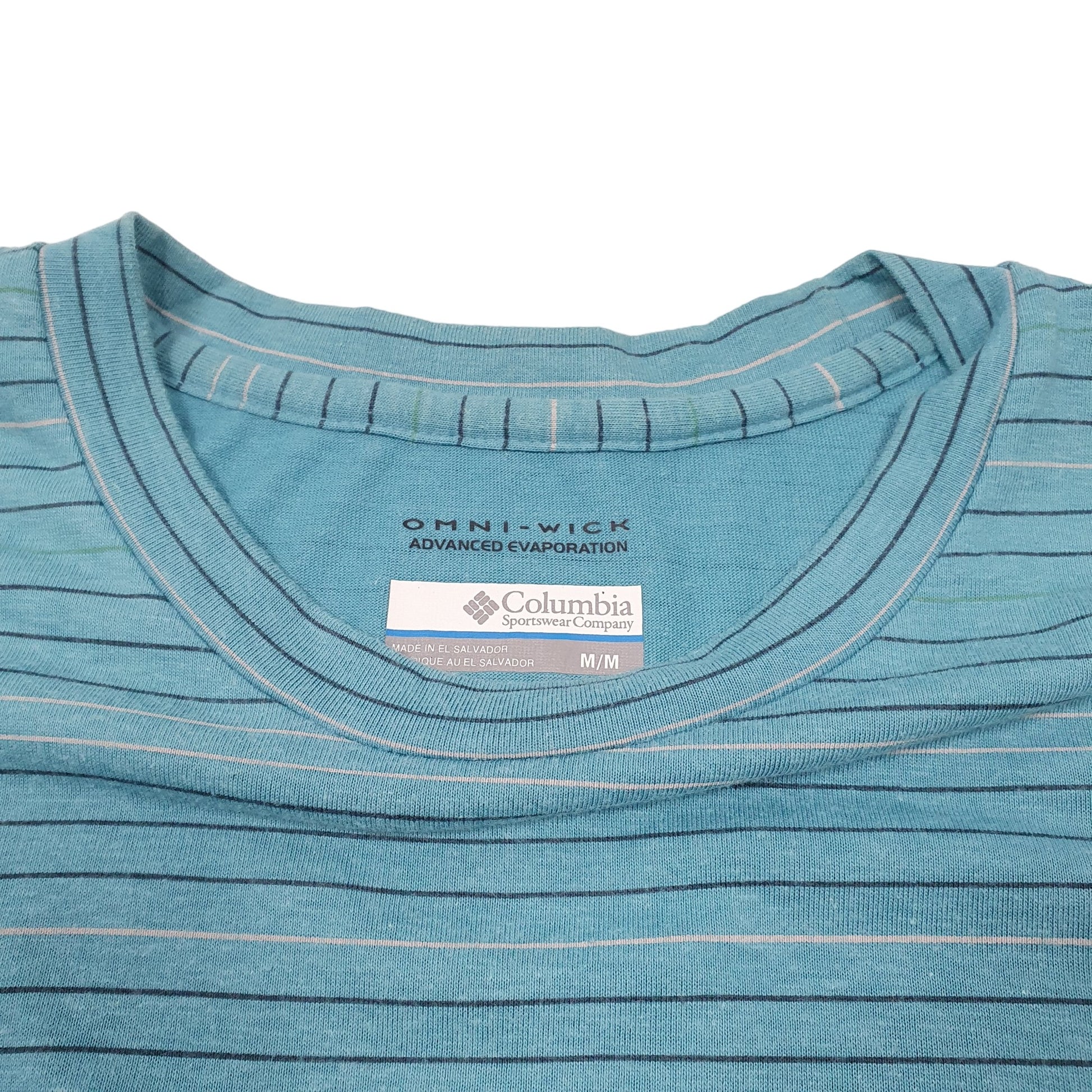 Mens Turquoise Columbia Sportswear Omni Wick Striped Blend Short Sleeve T Shirt