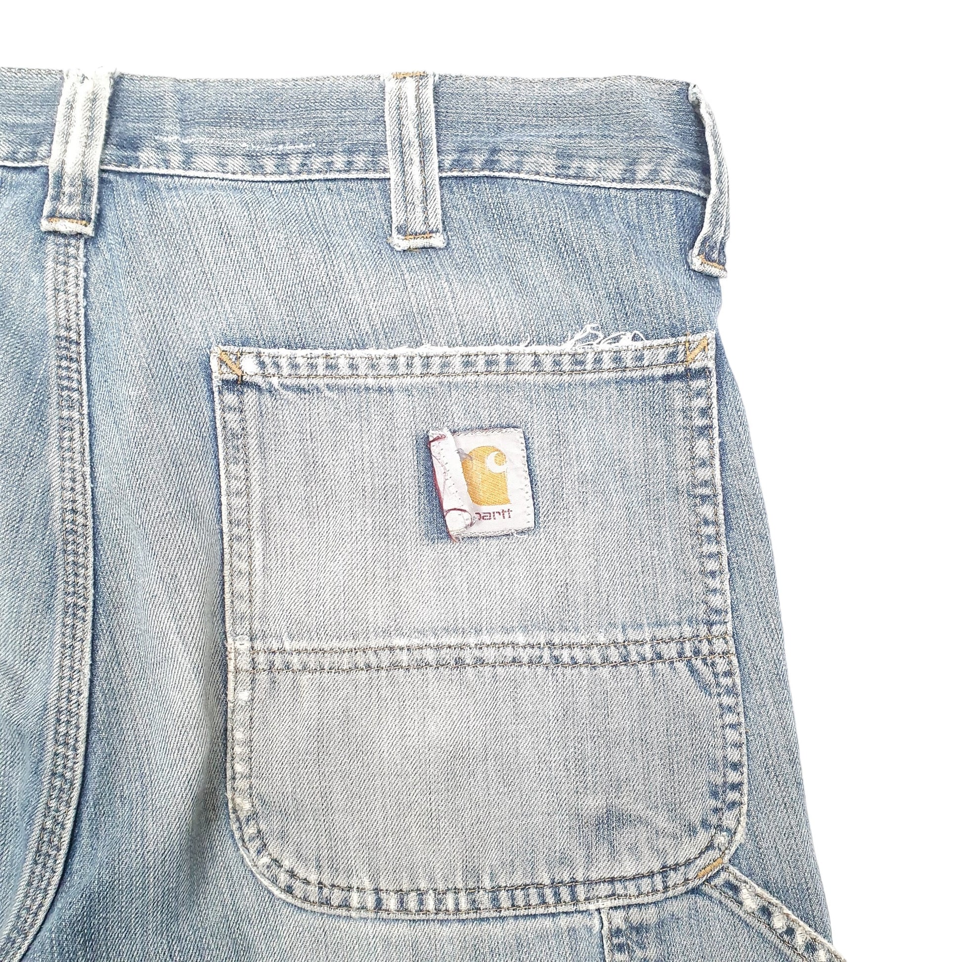 Mens Blue Carhartt Carpenter Bermuda Dungaree Denim Shorts