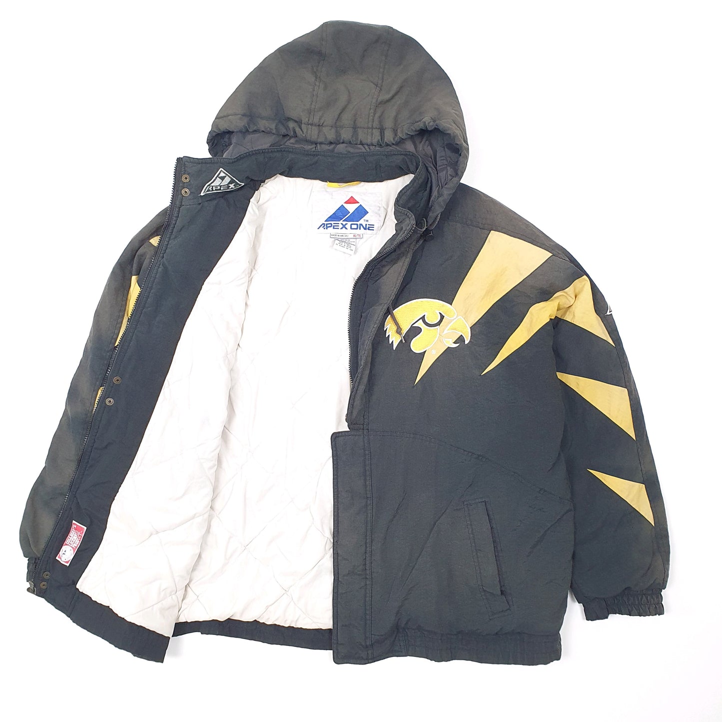 Mens Black Apex One Iowa Hawkeyes USA College Football Padded Jacket Coat