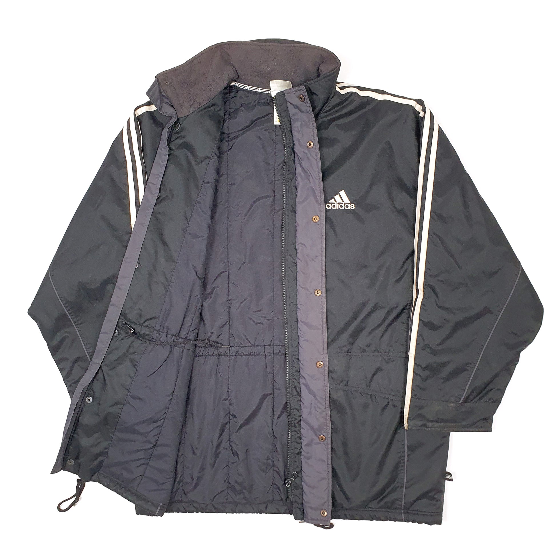 Mens Black Adidas Trench Pitchside Vintage Padded Jacket Coat