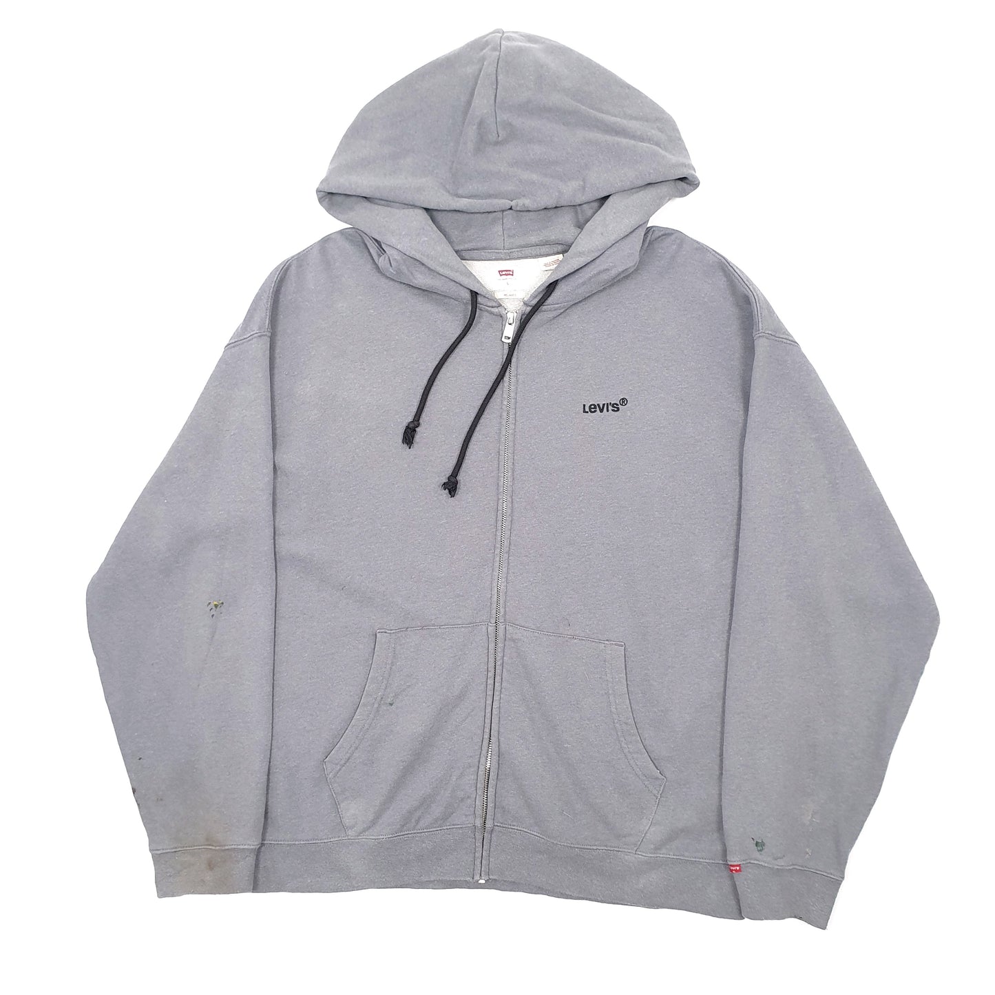 Mens Grey Levis Spellout Hoodie Full Zip Jumper